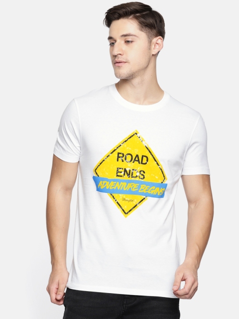 

Wrangler Men White Printed Round Neck T-shirt