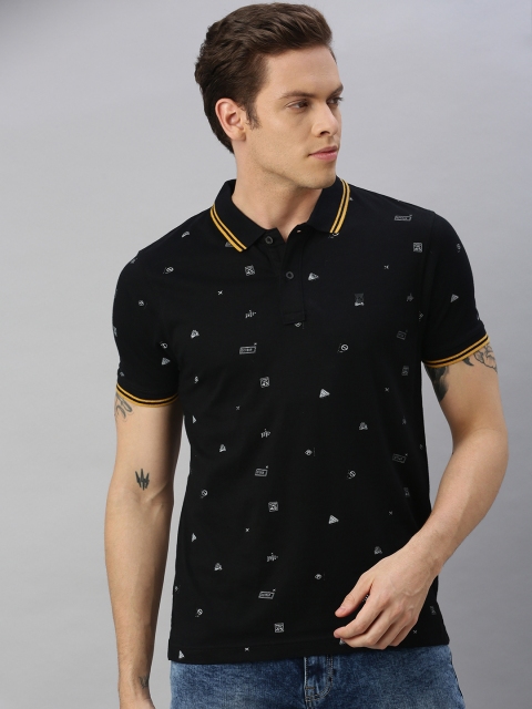 

Wrangler Men Black Printed Polo Collar T-shirt
