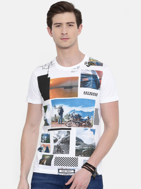 

Wrangler Men White Printed Round Neck T-shirt