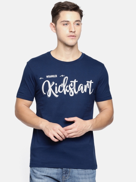 

Wrangler Men Navy Blue Printed Round Neck T-shirt