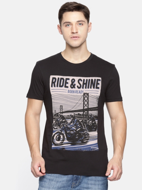 

Wrangler Men Black Printed Round Neck T-shirt