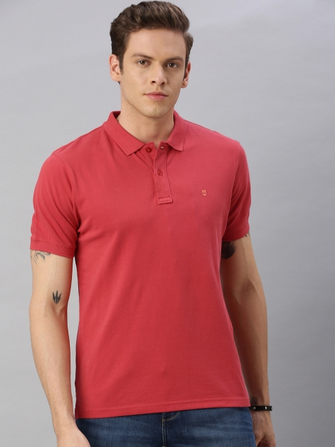

Wrangler Men Rust Red Solid Polo Collar T-shirt