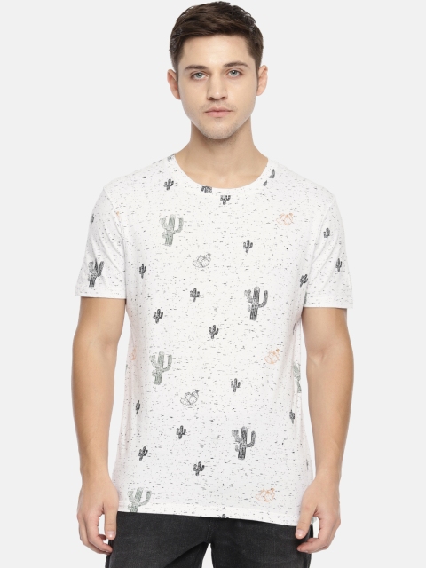 

Wrangler Men White Black Printed Round Neck Pure Cotton T-shirt