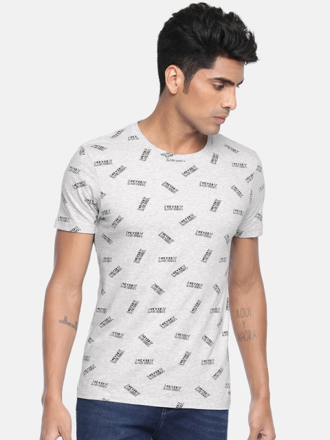

Wrangler Men Grey Printed Round Neck Pure Cotton T-shirt