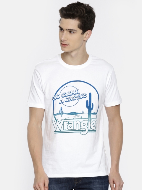 

Wrangler Men White Printed Round Neck T-shirt