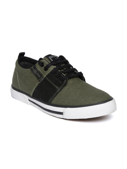

Woodland Pro Planet Men Olive Green & Black Colourblocked Sneakers