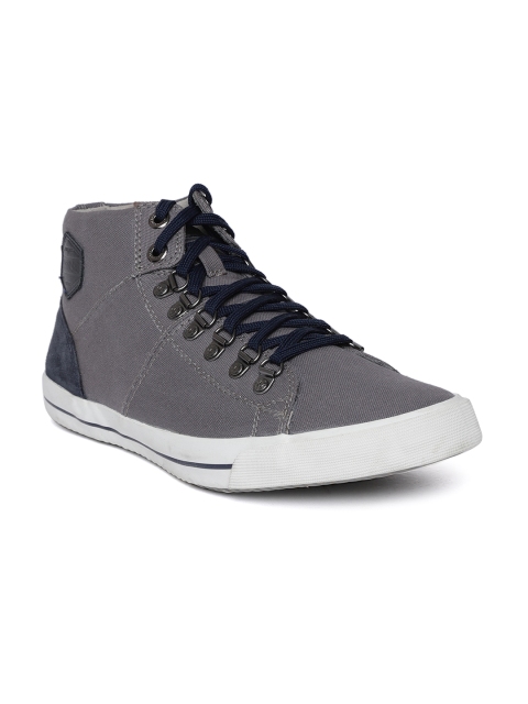 

Woodland Men Grey Solid Mid-Top Sneakers