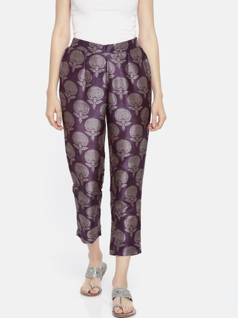 

Melange by Lifestyle Women Purple Regular Fit Printed Regular Trousers