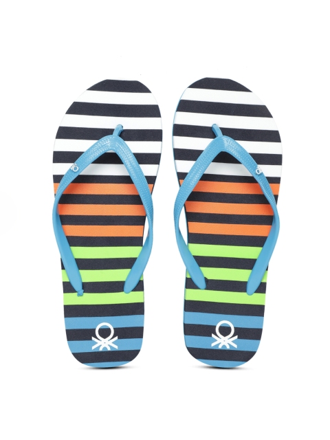 

United Colors of Benetton Women Multicoloured Striped Thong Flip-Flops, Multi