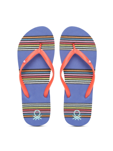 

United Colors of Benetton Women Red & Blue Striped Thong Flip-Flops
