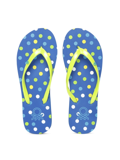 

United Colors of Benetton Women Green & Blue Printed Thong Flip-Flops