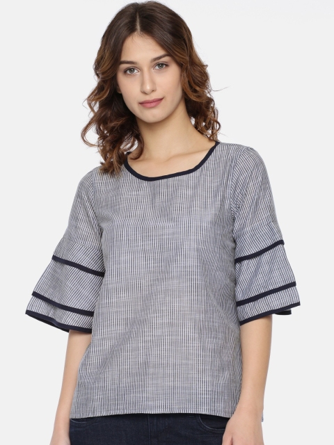 

Fame Forever by Lifestyle Women Blue Striped Top