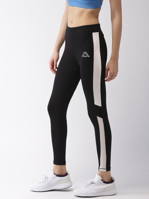 

Kappa Women Black Solid Slim Fit Tights With Contrast Detail