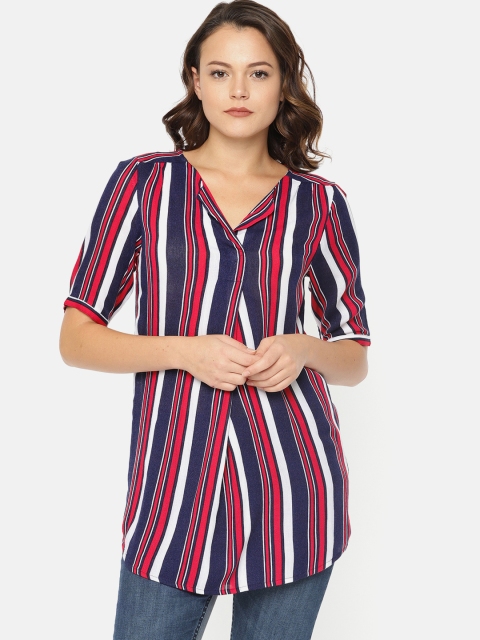 

Fame Forever by Lifestyle Red & Navy Blue Striped Tunic