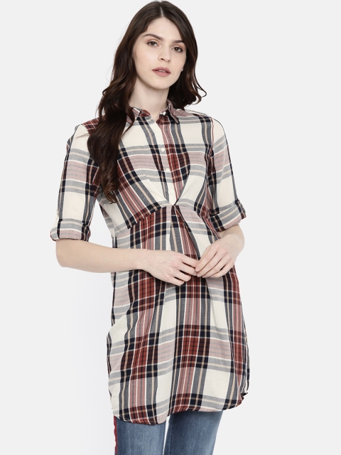 

Fame Forever by Lifestyle Off-White & Navy Blue Checked Tunic