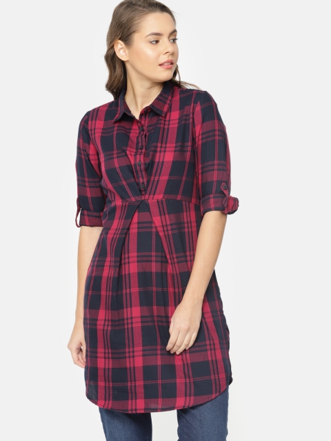 

Fame Forever by Lifestyle Red & Navy Blue Checked Tunic