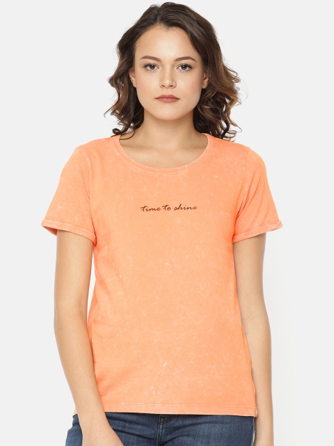 

Fame Forever by Lifestyle Women Orange Printed Round Neck T-shirt