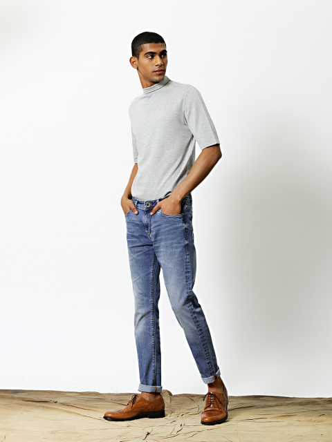 

Mr Bowerbird Men Blue Regular Fit Mid-Rise Low Distress Stretchable Jeans