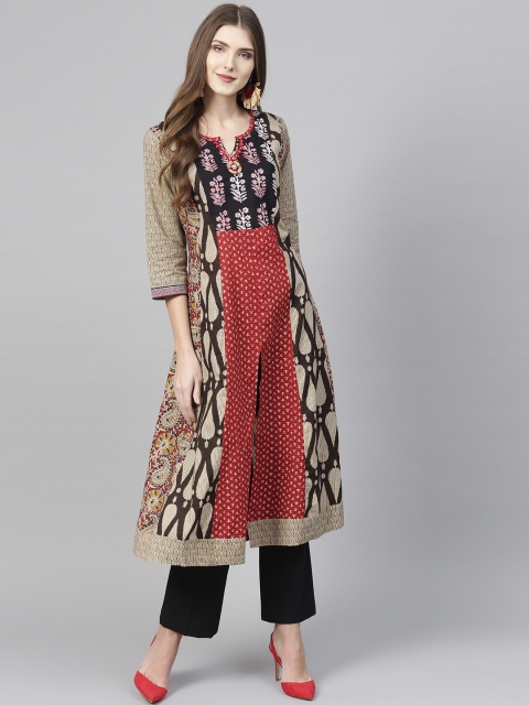 

ANAISA Women Red & Black Printed A-Line Kurta