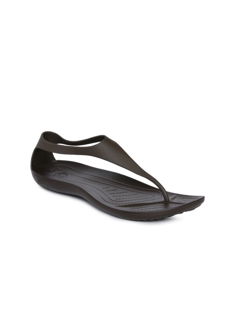 

Crocs Women Brown Solid Synthetic T-Strap Flats