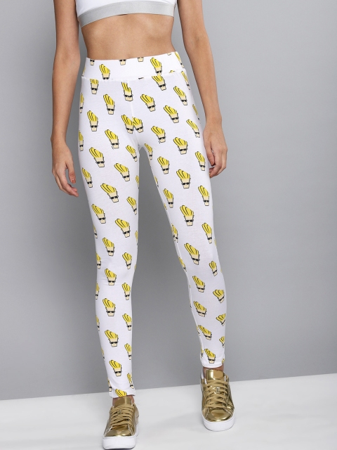 

Johnny Bravo by Kook N Keech White & Yellow Women Printed Leggings