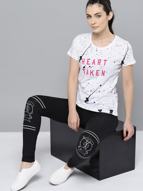 

Dexter by Kook N Keech Women Black Solid Leggings with Printed Detail