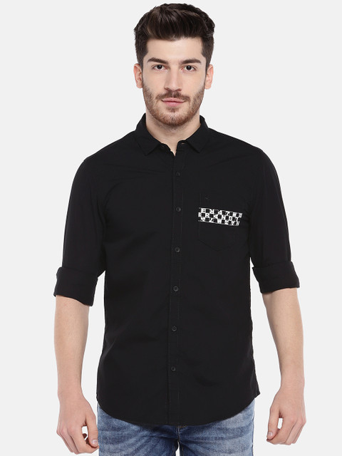

Wrangler Men Black Slim Fit Solid Casual Shirt