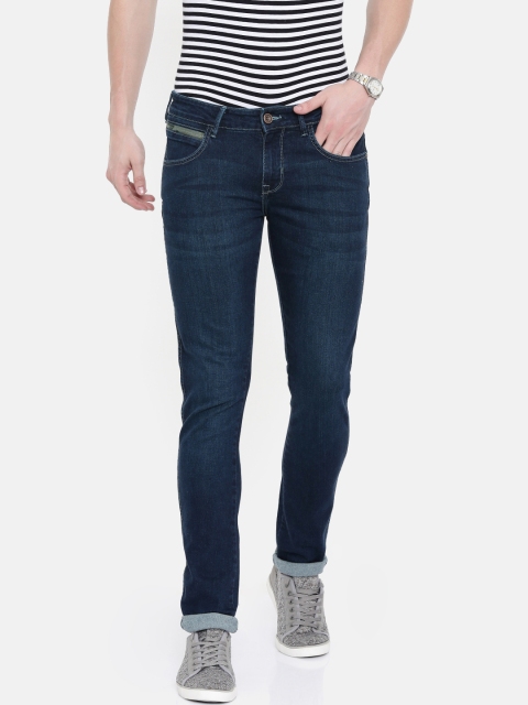 

Wrangler Men Navy Blue Skinny Fit Low-Rise Clean Look Stretchable Jeans