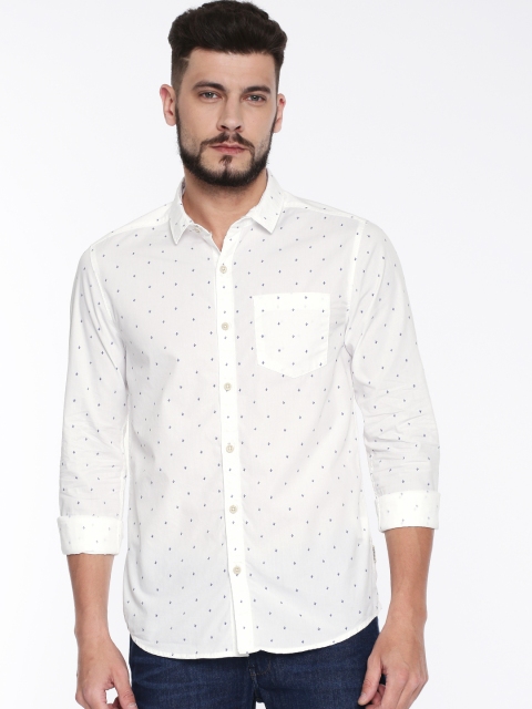 

Wrangler Men White Slim Fit Printed Casual Shirt