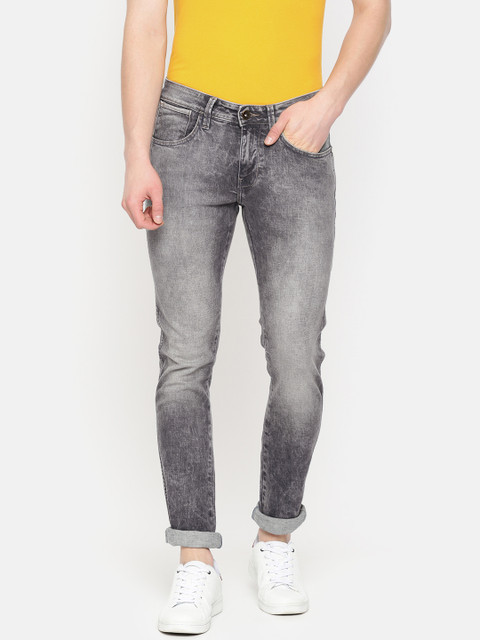

Wrangler Men Grey Vegas Skinny Tapered Fit Low-Rise Clean Look Stretchable Jeans