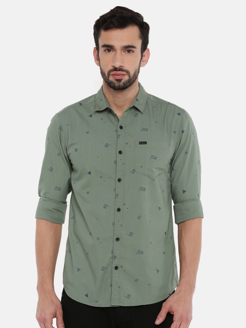 

Wrangler Men Olive Green Manhattan Regular Fit Printed Casual Shirt