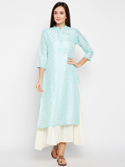 

Be Indi Women Blue Solid Maxi Dress