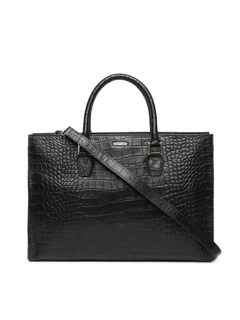 

Hidesign Black Textured Leather Kester Handheld Bag