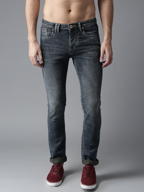 

Flying Machine Men Navy Blue Tapered Fit Mid-Rise Clean Look Stretchable Jeans