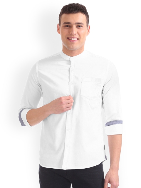 

Flying Machine Men White Regular Fit Solid Casual Shirt