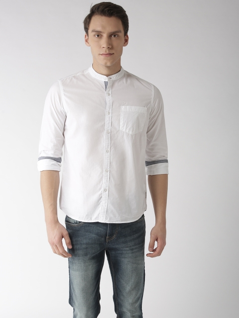 

Flying Machine Men White Regular Fit Solid Casual Shirt