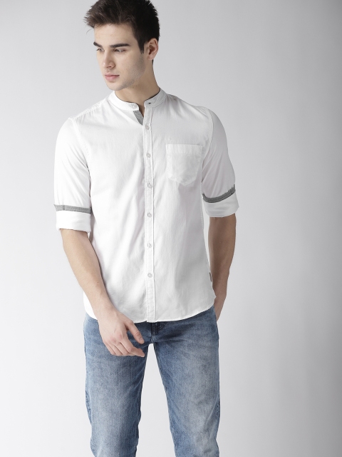 

Flying Machine Men White Regular Fit Solid Casual Shirt