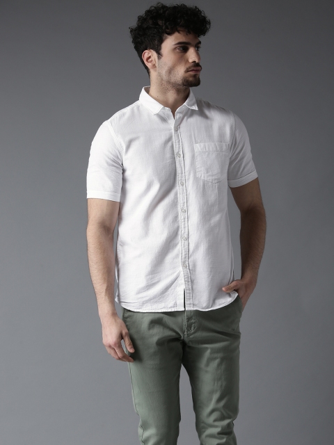 

Flying Machine Men White Regular Fit Solid Casual Shirt