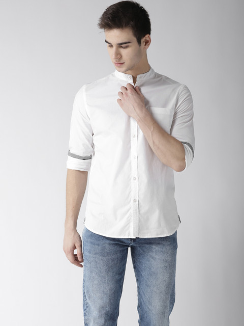 

Flying Machine Men White Regular Fit Solid Casual Shirt