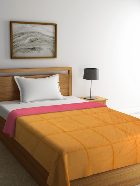 

SPACES Pink & Orange Solid AC Room 150 GSM Single Bed Quilt