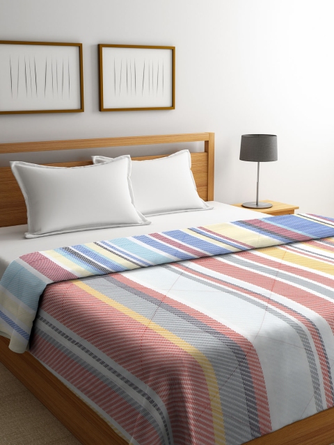 

WELHOME Blue & Red Striped AC Room 150 GSM Double Bed Comforter