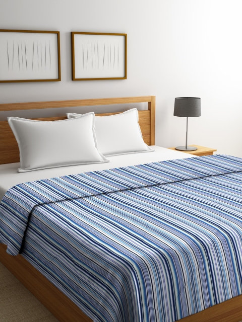 

CORE Designed by SPACES Blue & Off-White Striped AC Room 150 GSM Double Bed Comforter