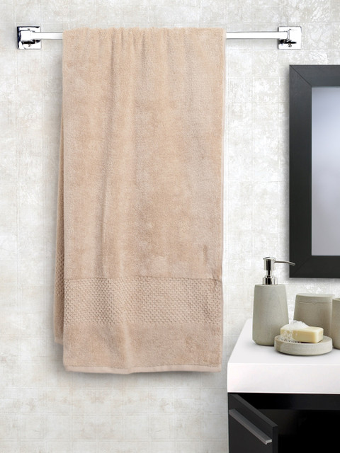 

SPACES Unisex Beige Solid Cotton 450 GSM Swift Dry Bath Towel