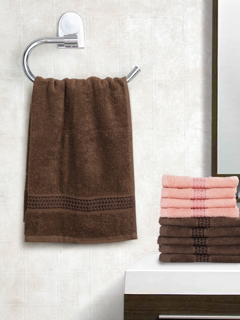 

WELHOME Unisex Set of 10 Solid 450 GSM Hand & Face Towels, Coffee brown