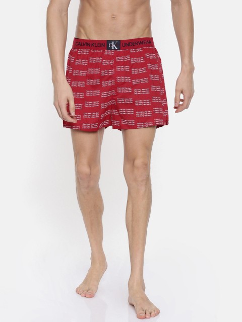 

Calvin Klein Underwear Men Red & White Slim Fit Printed Pure Cotton Boxers NB18466BV