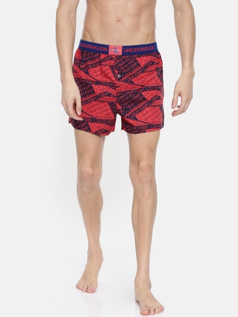 

Calvin Klein Underwear Men Red & Navy Blue Slim Fit Printed Pure Cotton Boxers NB18456RG-6RG