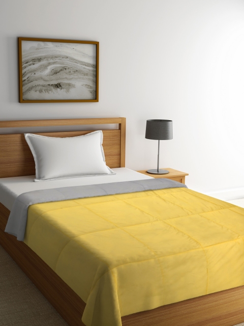 

SPACES Yellow & Grey Solid AC Room 150 GSM Single Bed Quilt