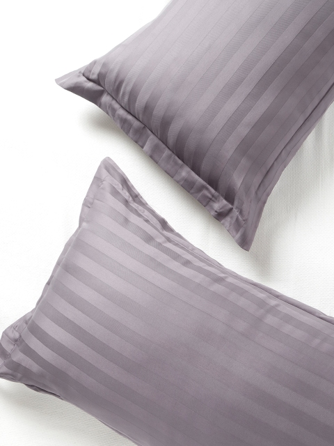 

SPACES Set of 2 Grey Striped 300 TC Pillow Covers