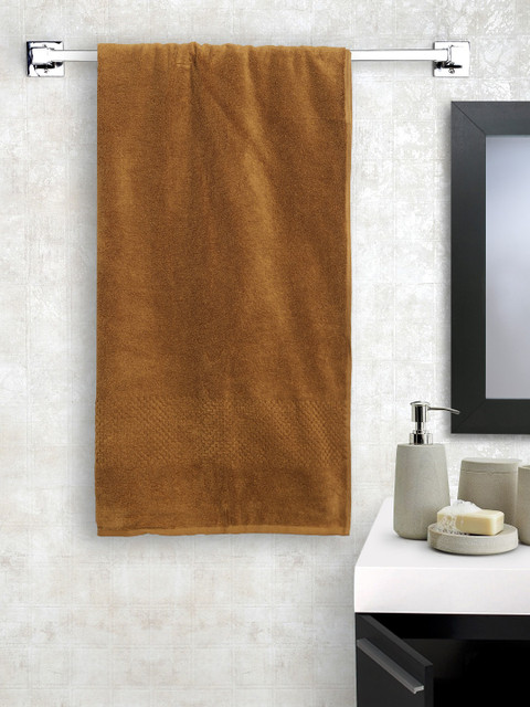 

SPACES Unisex Mustard Brown Solid Swift Dry Cotton 450 GSM Bath Towel