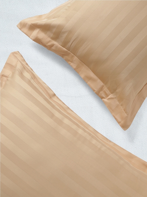 

SPACES Set of 2 Beige 210 TC Self-Striped Pillow Covers